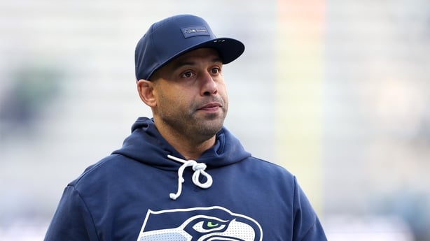 Defensive coordinator Aden Durde of the Seattle Seahawks looks on prior to a game against the Los Angeles Rams in the NFC Championship game at Lumen Field on January 25, 2026 in Seattle, Washington. (Photo by Steph Chambers/Getty Images)