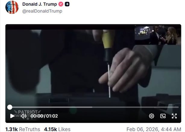 Post by Donald Trump on Truth Social including AI clip of Barack and Michelle Obamas as monkeys at end