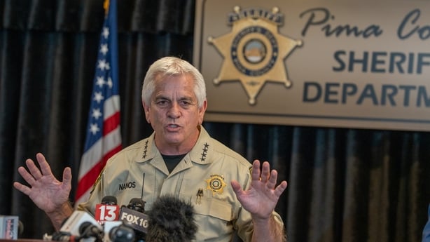 ima County Sheriff, Chris Nanos, speaks to the media on 3 February, 2026 in Tucson, Arizona