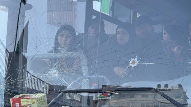 KHAN YUNIS, GAZA - FEBRUARY 08: A group of patients and wounded people from the Red Cross Hospital accompanied by their caregivers, depart on buses heading toward the Rafah Border Crossing for evacuation in Khan Yunis, Gaza on February 08, 2026. (Photo by Abdallah F.s. Alattar/Anadolu via Getty Imag