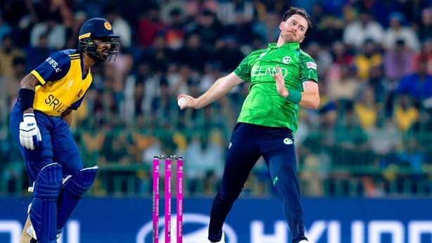 8 February 2026; Mark Adair of Ireland bowls during the ICC Men's T20 World Cup group stage match between Sri Lanka and Ireland at R.Premadasa Stadium in Colombo, Sri Lanka. Photo by Sportsfile