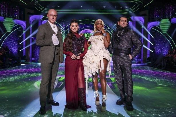 Judges Brian Redmond,Karen Byrne,Oti Mabuse, and Arthur Gourounlian during the live show of RTE's Dancing With The Stars.Pic:Kyran O'Brien /kobpixNO FEE FOR REPRO During show run++++++FEE applies to Photographs used after Show run finishes.++++++++++