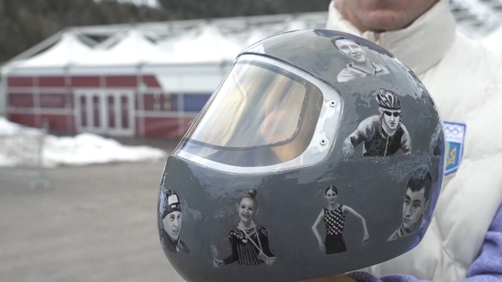 Helmet shows athletes killed in Ukraine war