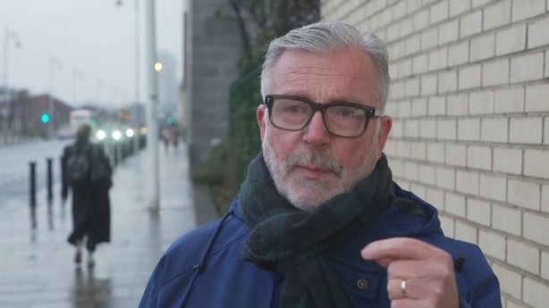 Pat Montague speaking to RTÉ News