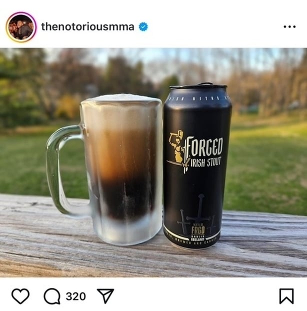 An Instagram post from Conor McGregor of a stout
