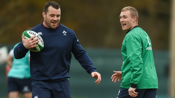 24 November 2016; Keith Earls and Cian Healy of Ireland during Rugby Squad Training at Carton House in Maynooth, Co. Kildare. Photo by Matt Browne/Sportsfile