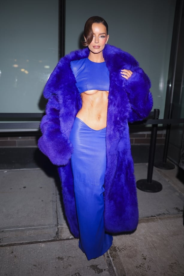 NEW YORK, NEW YORK - FEBRUARY 14: Maura Higgins attends the LaQuan Smith fashion show at Chelsea Industrial on February 14, 2026 in New York City. (Photo by Aeon/GC Images)