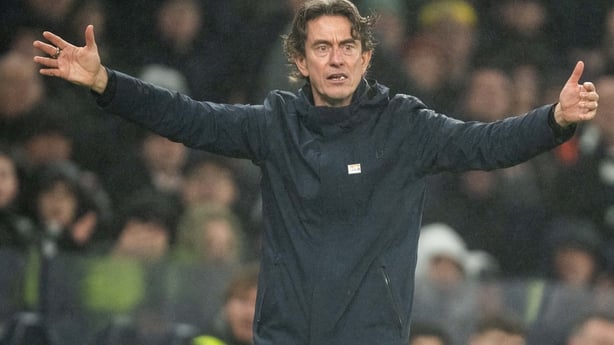 LONDON, ENGLAND - FEBRUARY 10: Manager Thomas Frank of Tottenham Hotspur reacts during the Premier League match between Tottenham Hotspur and Newcastle United at Tottenham Hotspur Stadium on February 10, 2026 in London, England. (Photo by Sebastian Frej/MB Media/Getty Images)