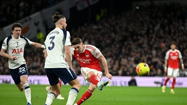 Viktor Gyoekeres of Arsenal scores his side's second goal against Tottenham - Premier League, February 2026
