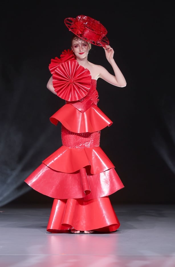 Student Isabel Ryder pictured ahead of the Junk Kouture World Final 