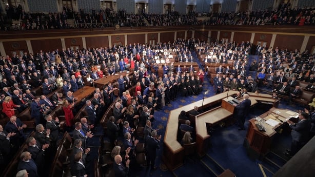 WASHINGTON, DC - FEBRUARY 24: U.S. President Donald Trump delivers his State of the Union address during a Joint Session of Congress at the U.S. Capitol on February 24, 2026, in Washington, DC. Trump delivered his address days after the Supreme Court struck down the administration's tariff strategy 