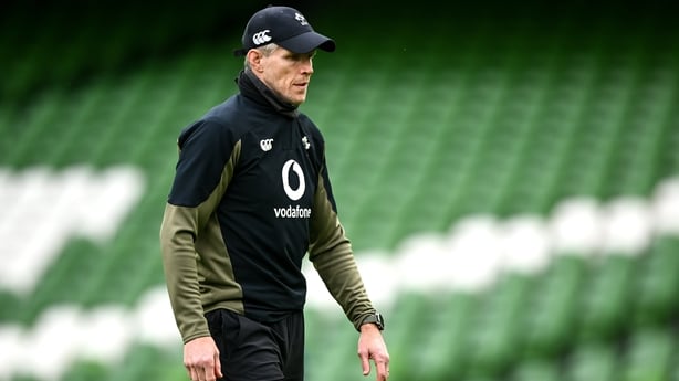 26 February 2026; Assistant coach Simon Easterby during an Ireland Rugby open training session at the Aviva Stadium in Dublin. Photo by Shauna Clinton/Sportsfile