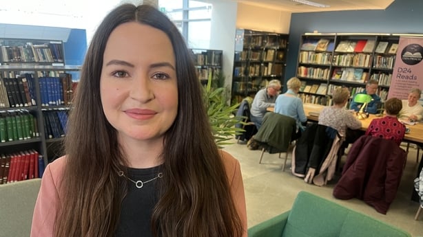 Michelle Leamy stands in Tallaght Library.