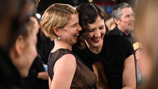 Jessie Buckley and Maggie Gyllenhaal attend the World Premiere of The Bride! in London's Leicester Square at Cineworld Leicester Square on 26 February, 2026 (Photo by Kate Green/Getty Images for Warner Bros. Pictures)