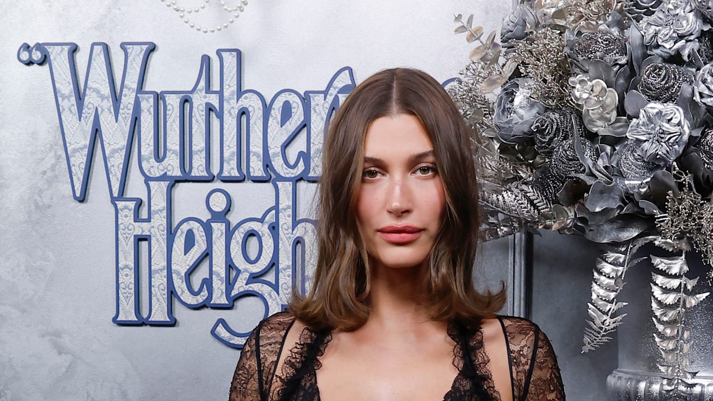 Hailey Bieber Brings Gothic Flair to Sheer Dress Trend for ‘Wuthering Heights’ Event
