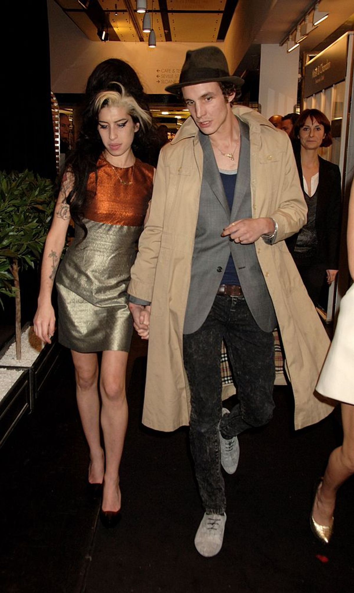 Amy Winehouse and husband Blake Fielder-Civil attend the launch dinner of The Row hosted by Mary Kate and Ashley Olsen, at Harvey Nichols on October 9, 2007 in London, England