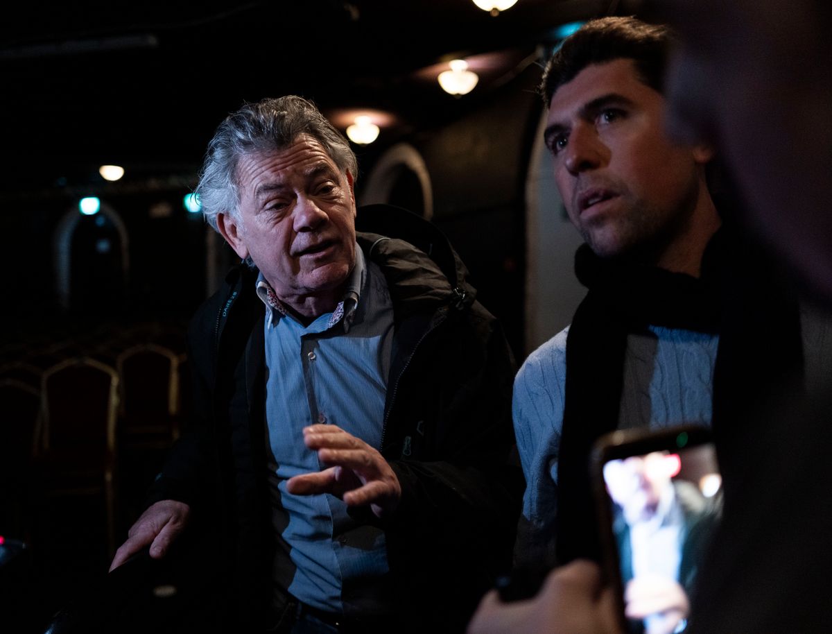 Gerry (the Monk) Hutch and actor Rex Ryan at an exclusive behind the scenes tour of the Monk Set