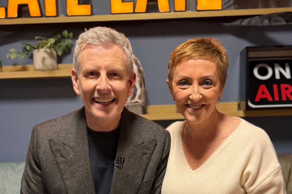 Patrick Kielty and Majella O'Donnell backstage at the Late Late Show