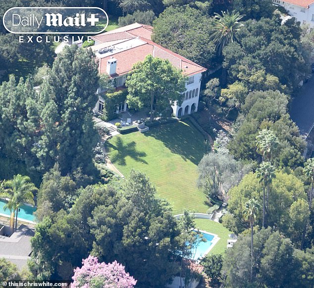 Now, the grounds of the estate appear pristine from above (pictured), with manicured lawns, a crystal-clear pool and no sign of the family clutter seen in previous years