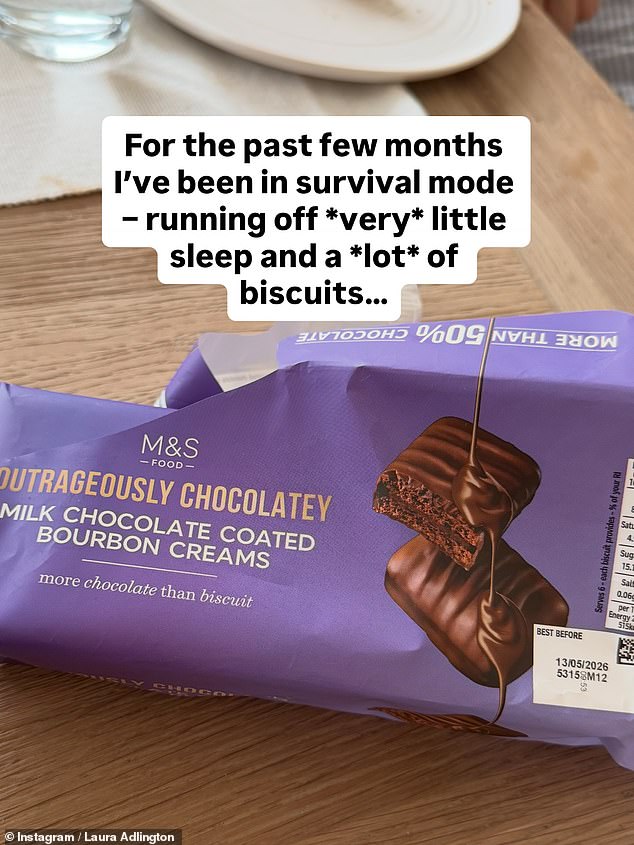 Laura said that after 'living on biscuits' since her son was born, she's started to make 'healthier choices' after battling sleepless nights