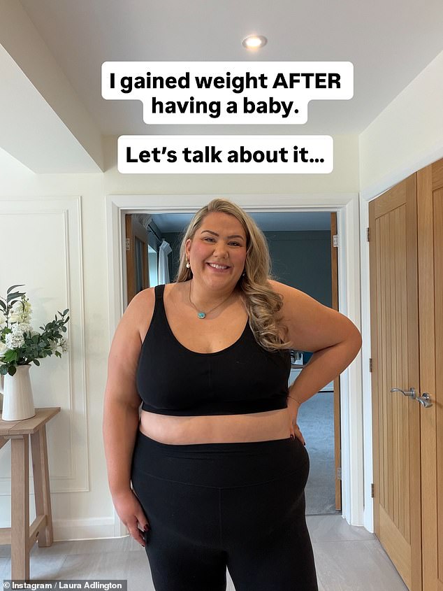 Laura Adlington has revealed she's 'heavier now than when she was pregnant' as she shared a candid post about her postpartum appearance on Tuesday