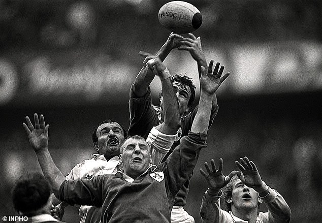 Ireland's Don Whittle leaps at a lineout during Ireland's clash with France in the 1988 Five Nations