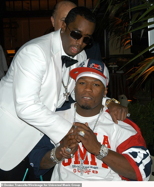 The rap artist-turned-entrepreneur's long-standing feud with Diddy erupted in the mid-2000s over business disputes and escalated when 50 Cent reportedly accused Diddy of being involved in Biggie's murder; pictured in 2004