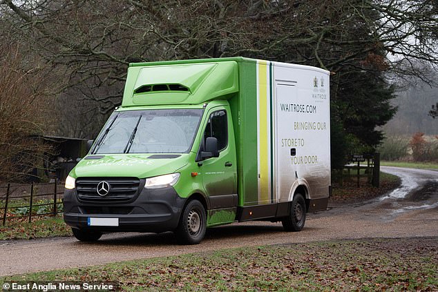 It was seen returning back down the driveway some time later - suggesting that multiple boxes of food had been unloaded