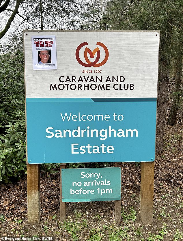 'Public safety announcements' warning locals Andrew Mountbatten-Windsor has moved to the area have been posted around his new Sandringham Estate home