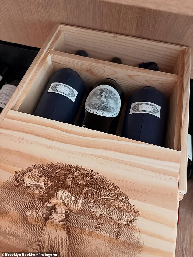 Brooklyn shared a picture of bottles of Harlan Estate wine, which typically retails for approximately $1,300 to over $2,000 per bottle
