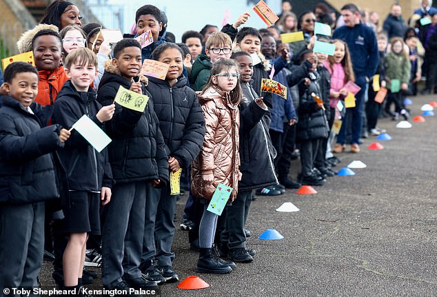 Her Royal Highness also visited the school's Art Studio, where she joined children taking part in the official Children's Mental Health Week art project