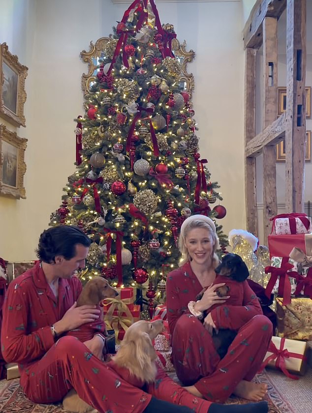The couple at Christmas, when they first did the present-opening videos