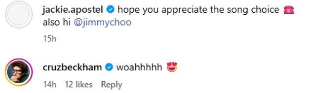 And Cruz certainly appeared to think so, as he commented the word 'woaahh' with a love heart emoji underneath the gallery of image