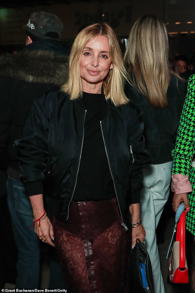 Louise, 51, meanwhile, put on a daring display in a sheer red lace skirt which she teamed with a bomber jacket