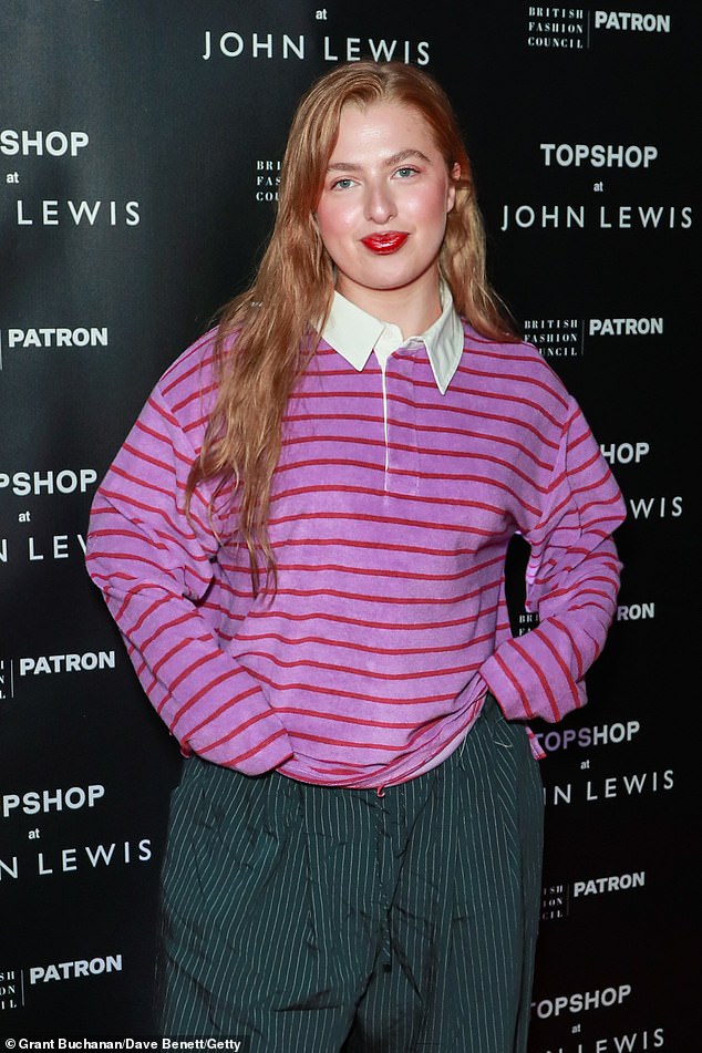 Anais Gallagher showed off her style in pinstripe trousers and a pink stripy top
