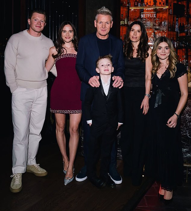The six-part Netflix documentary series Being Gordon Ramsay highlights a softer, more vulnerable, side of the multi-millionaire restaurateur - as a devoted husband and father of six (pictured with his family and Adam Peaty)