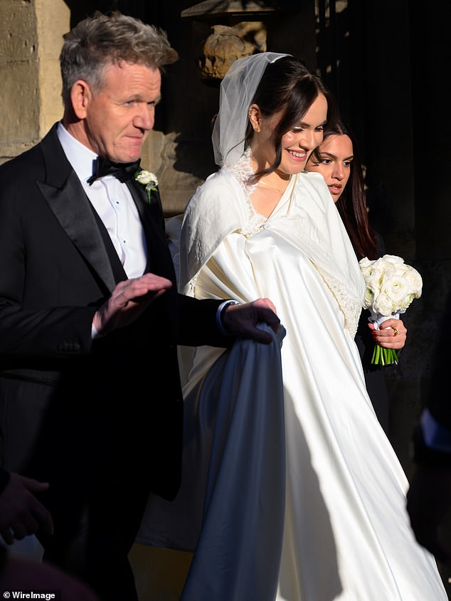 Ramsay and daughter pictured arriving for her wedding to Adam Peaty at Bath Abbey in December 2025