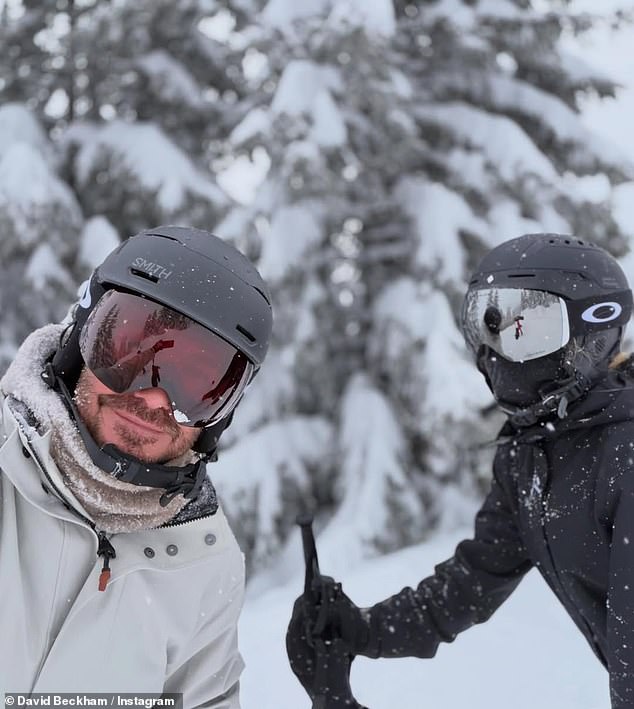 David made sure safety came first wearing a helmet as well and wrapped up in a grey thermal coat and a fur scarf