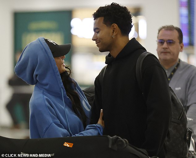 Meanwhile Harrison, who finished in sixth place on the show with Belle, rocked a black tracksuit and a Louis Vuitton backpack