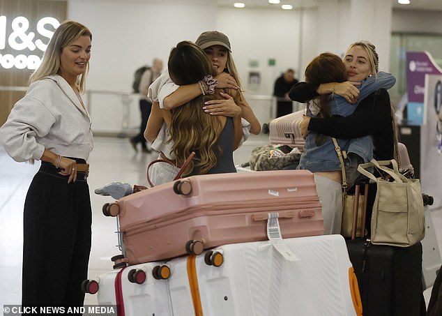 Elsewhere the girls Helena Ford, Jessy Potts and Jess Harding were spotted hugging one another as they went their separate ways after landing back home