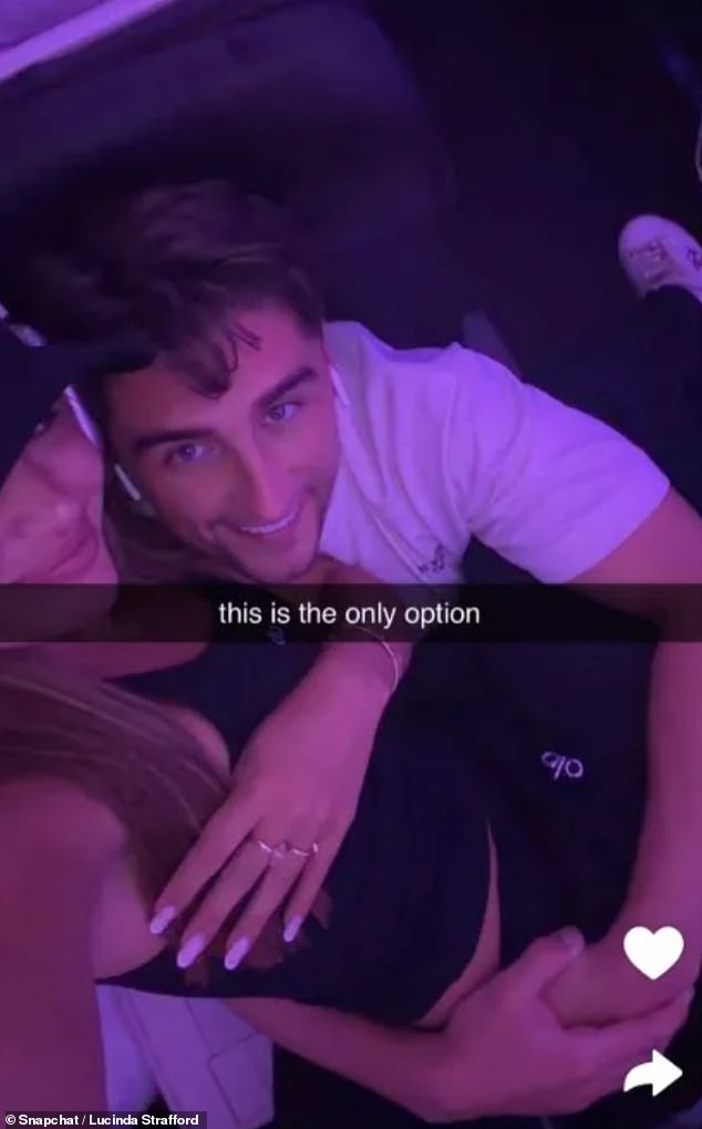 With her arms wrapped around a smiling Sean, also 26, the pair posed for a series of selfies that were later uploaded to Snapchat