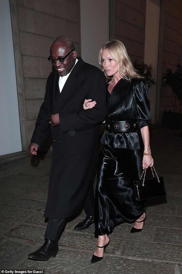 Kate Moss and Edward Enninful stepped out together for this year's Gucci Fashion Week dinner, with Carey Mulligan also pictured