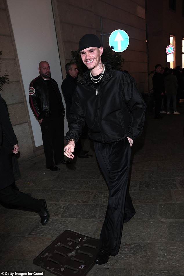 Romeo Beckham is seen arriving at the Gucci FW26 Dinner