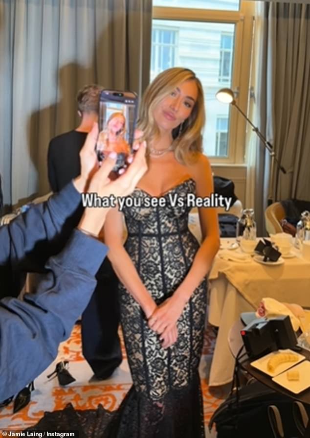 At the beginning of the video, Sophie stunned in a strapless lace gown as she posed up a storm inside their hotel ahead of the BAFTAs, before hitting the red carpet