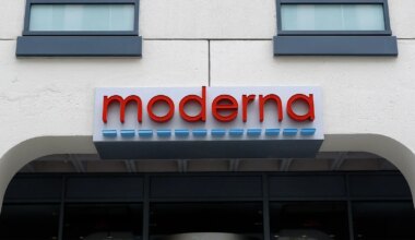 A photo of Moderna headquarters in Cambridge, Massachusetts.