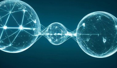 Modern digital spheres interconnected by glowing lines, showcasing a futuristic network concept.