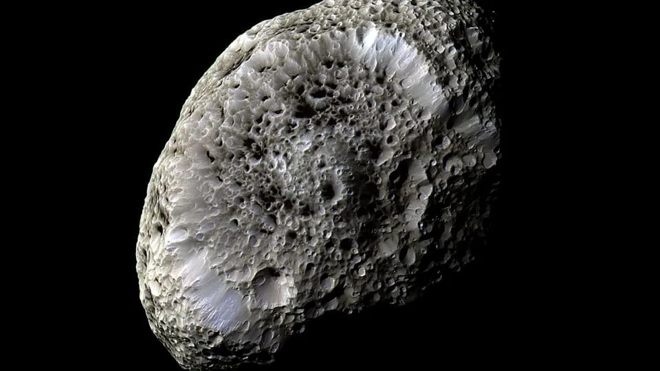A false-color view of Saturn's moon Hyperion, obtained during Cassini's flyby in September 2005. - NASA/JPL/Space Science Institute
