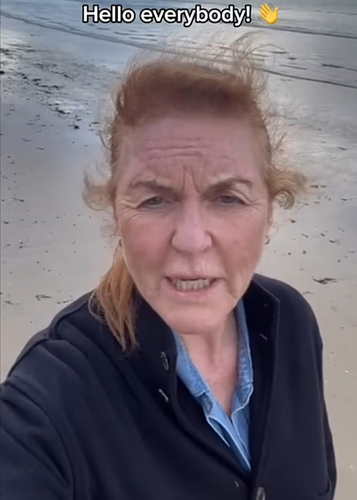 Fergie in a Tik Tok post on a beach in Donegal in 2024. Pic: Sarah Ferguson/TIKTOK
