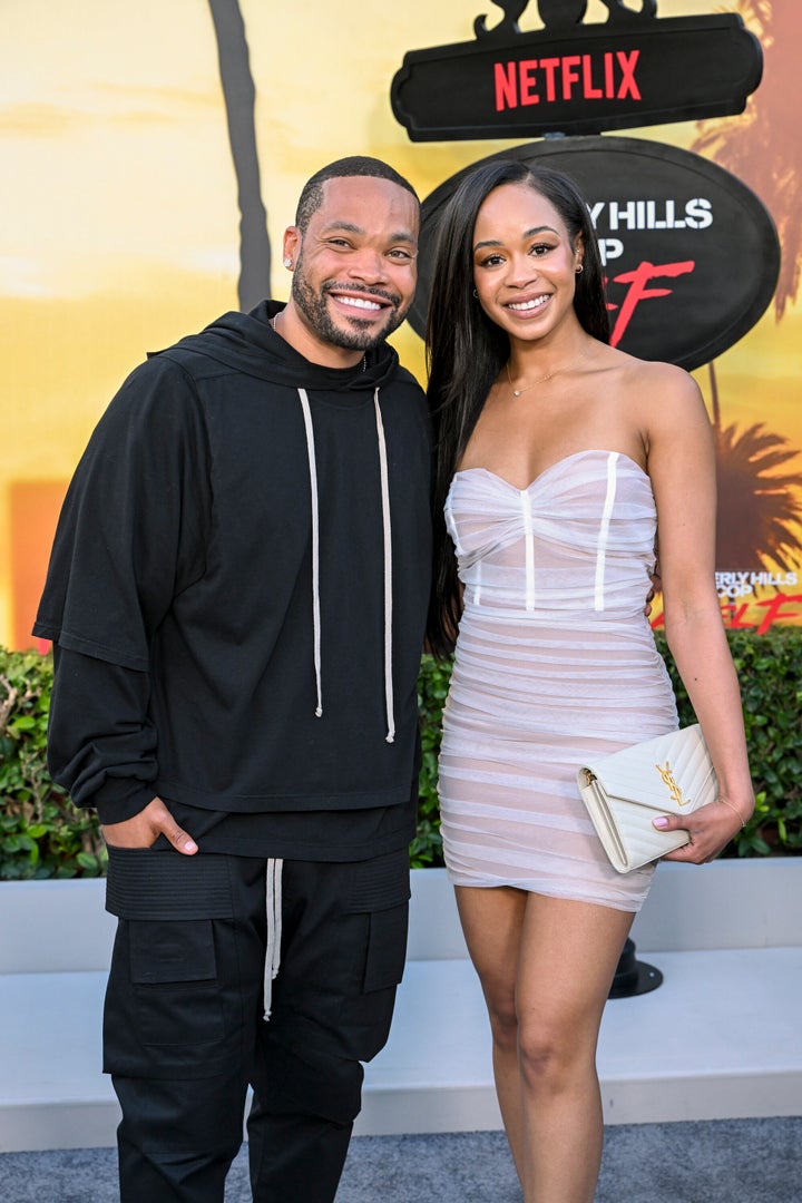 Eric Murphy and Jasmin Lawrence at the "Beverly Hills Cop: Axel F" world premiere in Beverly Hills, California.