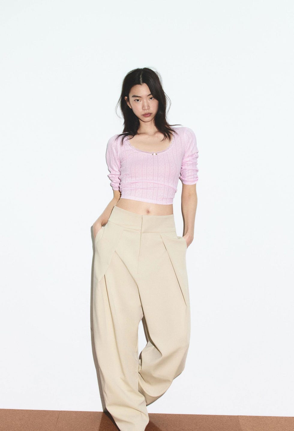 Balloon Pleat Trousers - Beige